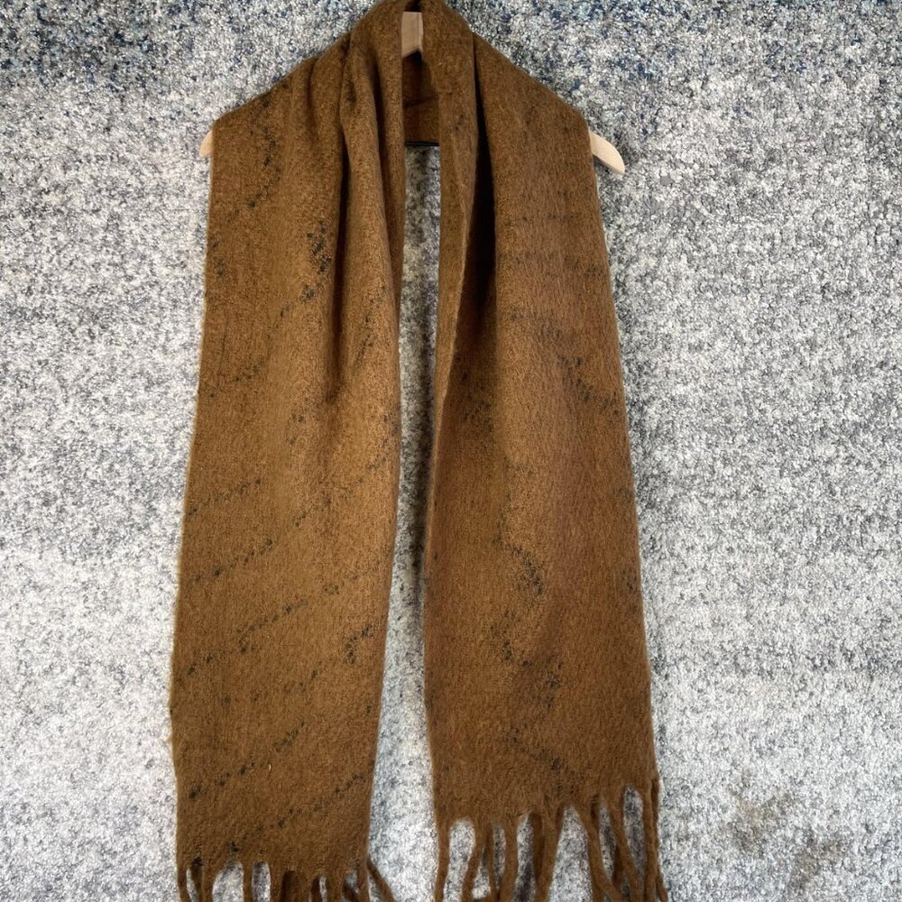 Urban Outfitters Scarf‎ One Size Brown Fuzzy Brushed Fringe Knit Long